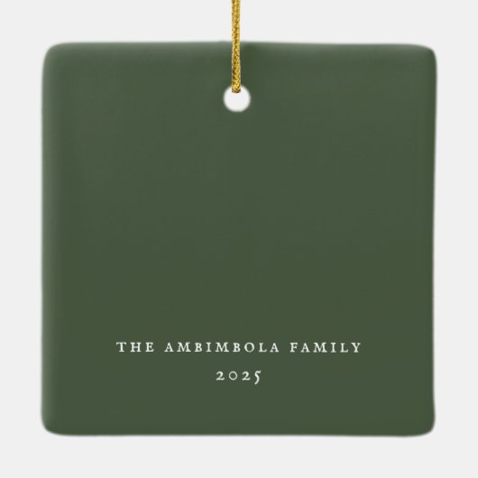 プレッピーなリボン付フレーム 松の写真 セラミックオーナメント (裏面)