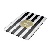 プレッピーな上品|黒い及び白のストライプのカスタム色 バスマット (アングル)