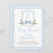 プレッピーな南部のブルーボーイダックベイビーシャワー 招待状 (正面/裏面)