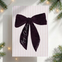 プレッピーな大きめなプラム色のベルベットのリボンのストライプのクリスマス