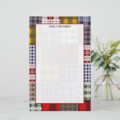 プレッピーな格子縞のパッチワークの文房具 便箋 (スタンド正面)