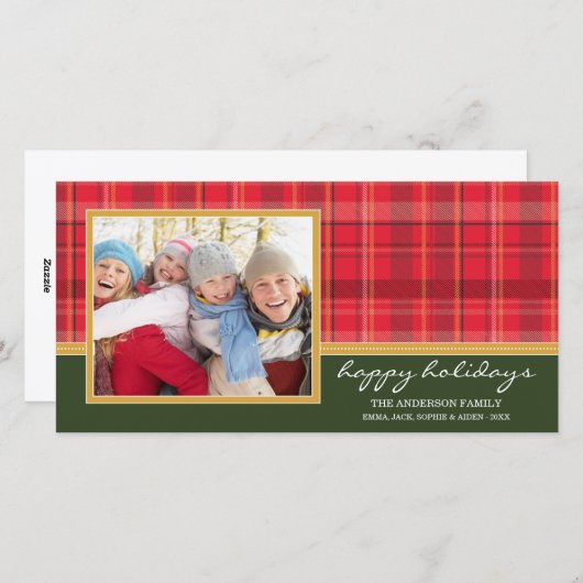 プレッピーな格子縞の休日%PIPE%の休日の写真カード シーズンカード (正面/裏面)