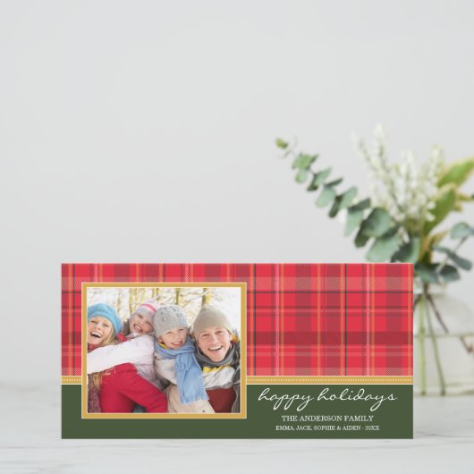 プレッピーな格子縞の休日%PIPE%の休日の写真カード シーズンカード (スタンド正面)