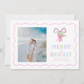 プレッピーな水彩キャンディケインのウェーブフレーム シーズンカード (正面)