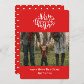 プレッピーな水玉模様のクリスマスの休日の写真カード シーズンカード (正面/裏面)