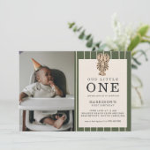 プレッピーな海岸のロブスターの1歳の誕生日写真 招待状 (スタンド正面)