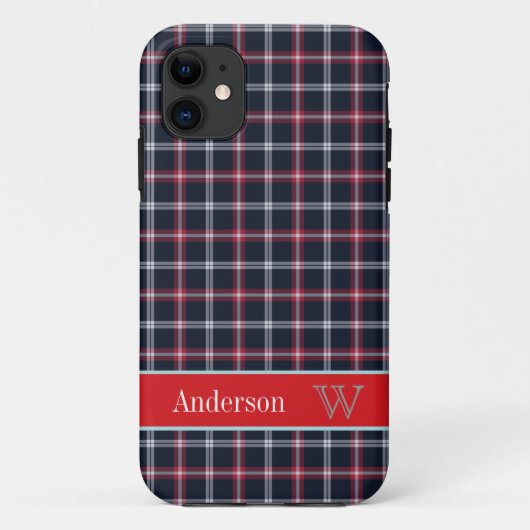 プレッピーな濃紺及び赤の格子縞パターンiPhone 5の場合 Case-Mate iPhoneケース (裏面)