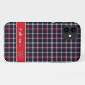 プレッピーな濃紺及び赤の格子縞パターンiPhone 5の場合 Case-Mate iPhoneケース (裏面(横))
