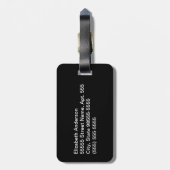 プレッピーな白黒トラは名前と縞で飾ります ラゲッジタグ (裏面縦)