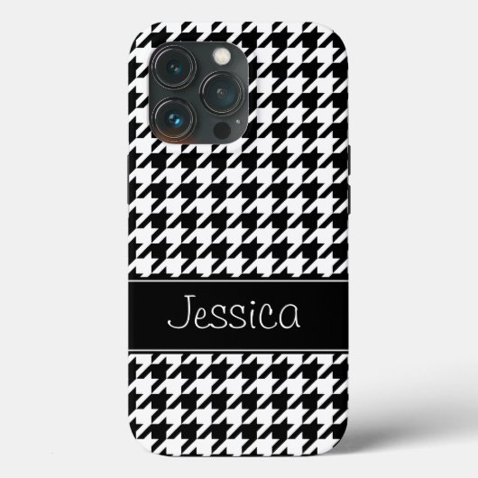 プレッピーな白黒千鳥格子のなパーソナライズ Case-Mate iPhoneケース (裏面)