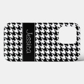 プレッピーな白黒千鳥格子のなパーソナライズ Case-Mate iPhoneケース (裏面 (横))