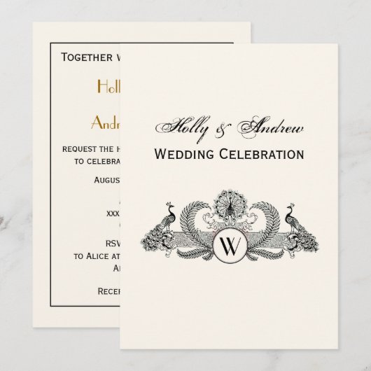 プレッピーな紋章パイナップル クレスト 招待状 (正面/裏面)