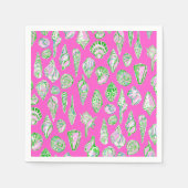 プレッピーな貝殻がホットピンクの海辺 スタンダードカクテルナプキン (正面)