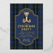 プレッピープライド柄のクリスマステディベア 箔招待状 (正面)