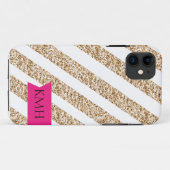 プレッピー金ゴールドのグリッターで縞で飾ります Case-Mate iPhoneケース (裏面(横))