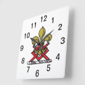 プレッピー ゴールド レッド ヘラルディック クレスト フルール ド リス エンブレム スクエア壁時計 (傾斜)