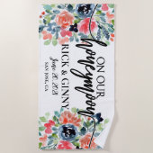 プレッピー シック フラワー ハニームーン ギフト 名入れ ビーチタオル (正面)