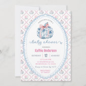 プレッピー シノワーズリー 秋のカボチャ ベイビー シャワー 招待状 (正面)