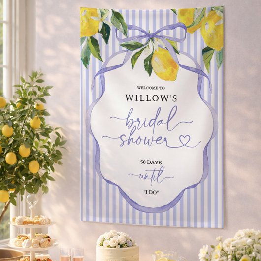 プレッピー ストライプ シトラス ウェディング シャワー デコ 横断幕