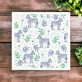 プレッピー ネイビー ゼブラ マーティニ ホワイト スタンダードカクテルナプキン