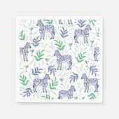 プレッピー ネイビー ゼブラ マーティニ ホワイト スタンダードカクテルナプキン (正面)