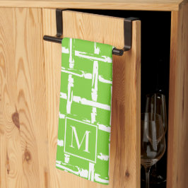 プレッピー バンブー - ライム コースト モノグラム キッチンタオル