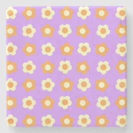 プレッピー パープル オレンジ 花柄 シンプルな花模様 ストーンコースター