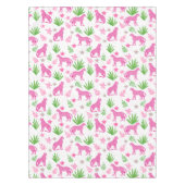 プレッピー ピンク チーター 白 花柄背景 テーブルクロス (正面)