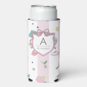 プレッピー ピンク モノグラム ピックルボール ギフト 彼女へ スリム缶クーラー (Seltzer正面)