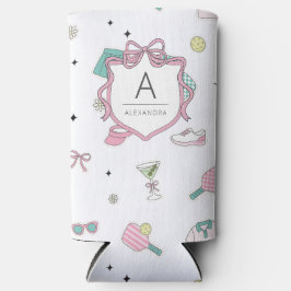 プレッピー ピンク モノグラム ピックルボール ギフト 彼女へ スリム缶クーラー