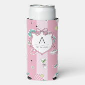 プレッピー ピンク モノグラム ピックルボール ギフト 彼女へ スリム缶クーラー (Seltzer正面)
