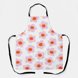 プレッピー ピンク レッド ヒッピーフラワーパターン エプロン