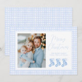 プレッピー ブルー ウォーターカラー シノワズリー ストッキング シーズンカード (正面/裏面)