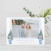 プレッピー ブルー シノワズリー クリスマス ツリー ジンジャー ジャー (スタンド正面)