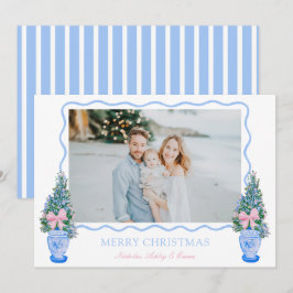 プレッピー ブルー シノワズリー クリスマス ツリー ジンジャー ジャー