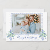 プレッピー ブルー シノワズリー クリスマス ツリー ジンジャー ジャー (正面)