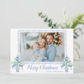 プレッピー ブルー シノワズリー クリスマス ツリー ジンジャー ジャー (スタンド正面)