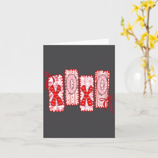 プレッピー Xoxo コケッティー ボウ ハーツ バレンタインデー ウォ カード (黄色い花)