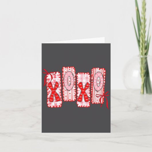 プレッピー Xoxo コケッティー ボウ ハーツ バレンタインデー カード (正面)