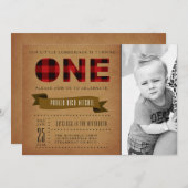 プレッ素朴ド最初の誕生日パーティー招待状写真 招待状 (正面/裏面)