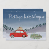 プレティゲカースタンダーゲンオランダクリスマスレッドフィアット500 シーズンカード (正面/裏面)