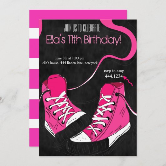 プレティーンの10代の若者のカッコいいのスニーカーの誕生日の招待状 招待状 (正面/裏面)