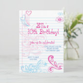 プレティーンの10代の若者のバースデーパーティ招待状 招待状 (スタンド正面)