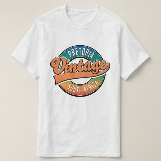 プレトリア 南アフリカ ヴィンテージ ロゴ Tシャツ (デザイン正面)