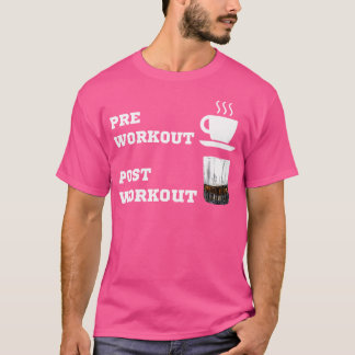 プレトレーニングコーヒーポストウイスキーバーボンウエイトリフ Tシャツ