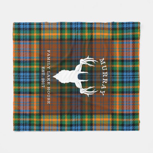 プレドクランマレータータンチェックファミリーレイクハウス フリースブランケット (正面(横))