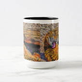 プレニングスマトラントガー大きな猫ワイルドライフアート ツートーンマグカップ (中央)