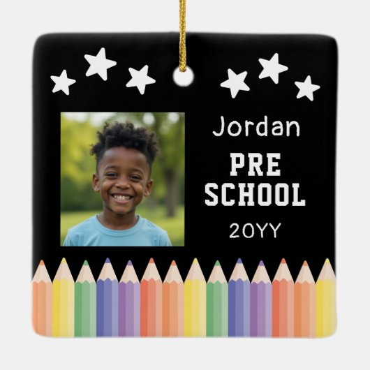 プレパーソナライズされたスクフォトカラフルキープ セラミックオーナメント (裏面)