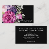 プレミアピンクパープルフローラブラックビジネスカード 名刺 (正面/裏面)