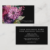 プレミアピンクパープルフローラブラックビジネスカード 名刺 (正面/裏面)